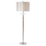 Altesse Natural Faux Shade Floor Lamp In Polished Nickel