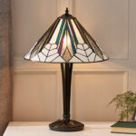 Astoria Medium Tiffany Glass Table Lamp In Black