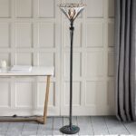 Astoria Tiffany Glass Uplighter Floor Lamp In Black