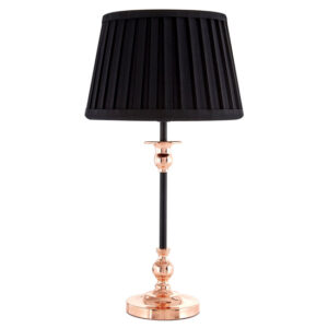 Avoca Black Fabric Shade Table Lamp With Copper Metal Base