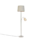 Classic Floor Lamp with Reading Arm Steel with Grey Shades - Retro