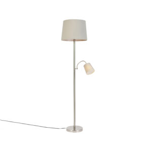 Classic Floor Lamp with Reading Arm Steel with Grey Shades - Retro