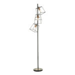 Dar Lighting TOW4922 Tower 3 Light Floor Lamp In Matt Black And Copper Finish