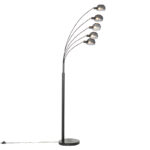 Design floor lamp black with smoke glass 5-light - Sixties Marmo