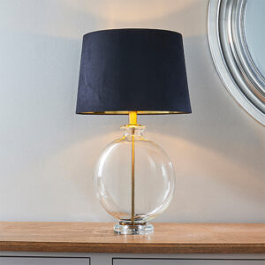 Gideon Black Faux Cylinder Table Lamp In Antique Brass