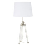 Haloca White Fabric Shade Table Lamp With Nickel Tripod Base