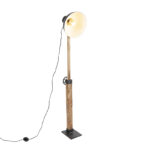 Industrial floor lamp black with mango wood - Mangoes