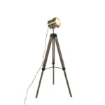 Industrial floor lamp tripod wood with studio spot - Braha