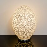 Izar Large White Flower Design Mosaic Glass Egg Table Lamp