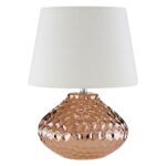 Jenato Ivory Fabric Shade Table Lamp With Copper Ceramic Base