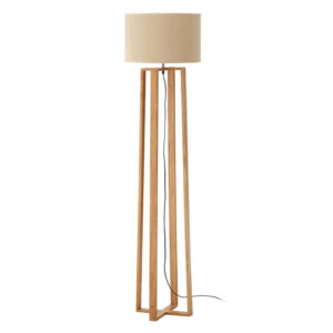 Leap Light Brown Fabric Shade Floor Lamp With Natural Base