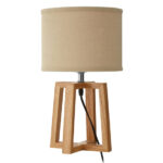 Leap Light Brown Fabric Shade Table Lamp With Natural Base