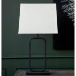 Lucasto Natural Fabric Shade Table Lamp With Black Metal Base