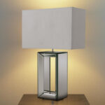 Mirror White Faux Silk Shade Table Lamp With Mirrored Base