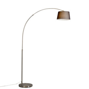 Modern Arc Lamp Steel With Black Fabric Shade - Arc Basic