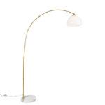 Modern arc lamp brass with white shade - Arc Basic