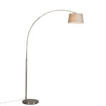 Modern arc lamp steel with gray fabric shade - Arc Basic