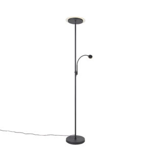 Modern floor lamp black incl. LED with reading arm - Chala