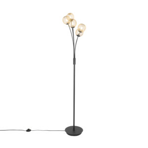 Modern floor lamp black with gold 5-lights - Athens Wire