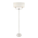 Nixon 2 Lights White Oval Shade Floor Lamp In Bright Nickel