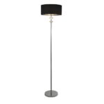 Orleans Chrome Floor Lamp With Black Shade And Silver Inner