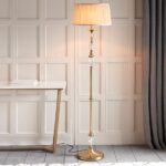 Polina Floor Lamp In Antique Brass With Beige Shade