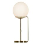 Single Light Antique Brass Opal White Glass Shades Table Lamp