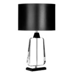 Tabhao Large Black Fabric Shade Table Lamp With Chrome Base