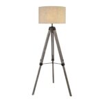 Tripod Wood Floor Lamp With Cream Linen Shade