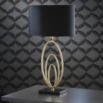 Vilana Table Lamp In Antique Gold Leaf And Black Marble Base