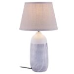 Welmon Beige Fabric Shade Table Lamp With Dark Grey Base