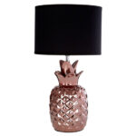 Wenka Black Fabric Shade Table Lamp With Copper Ceramic Base