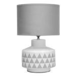 Wylica Grey Fabric Shade Table Lamp With Ceramic Base