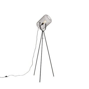 Industrial floor lamp tripod steel black - Bliss Vefa