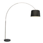 Arc lamp steel fabric shade black 45 cm - XXL