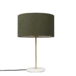 Brass table lamp with green shade 35 cm - Kaso