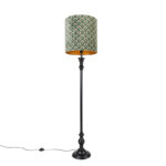 Classic floor lamp black with shade peacock design 40 cm - Classico