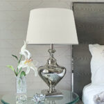 Magna Drum-Shaped Grey Shade Table Lamp With Nickel Base