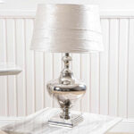 Rome Drum-Shaped White Shade Table Lamp With Nickel Chrome Base