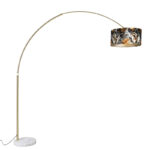 Arc lamp brass with shade flower design 50 cm - XXL