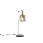 Design table lamp black with gold and smoke glass - Zuzanna