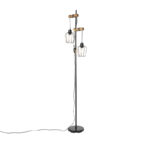 Rural floor lamp black with wood 2-light - Stronk