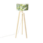 Floor lamp tripod wood with shade leaf - Puros