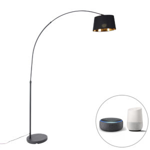 Smart arc lamp black with gold incl. Wifi A60 - Arc Basic