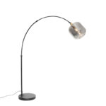 Arc lamp black with gold with smoke glass - Zuzanna