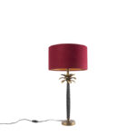 Art Deco table lamp bronze with velvet red shade 35 cm - Areka