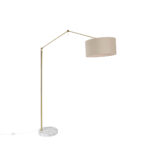 Floor lamp gold with shade light brown 50 cm adjustable - Editor