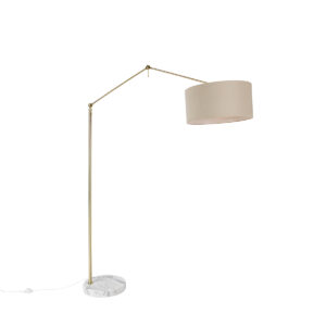 Floor lamp gold with shade light brown 50 cm adjustable - Editor