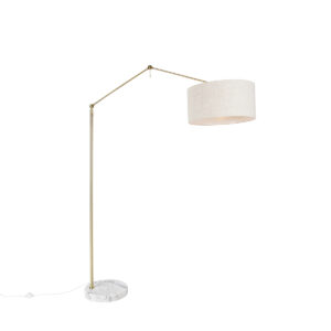 Floor lamp gold with shade light gray 50 cm adjustable - Editor