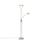 Floor lamp steel incl. LED and dimmer with reading lamp - Empoli